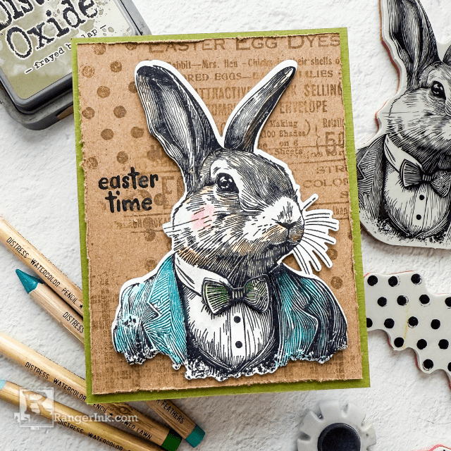 Distress Watercolor Pencils Easter Card by Cheiron Brandon