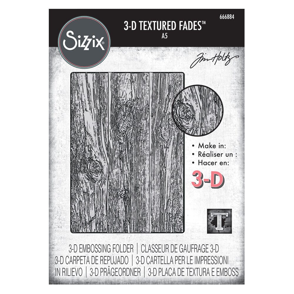 Tim Holtz Sizzix 3-D Texture Large Embossing Folder Lumber Cutting Dies Tim Holtz Other 