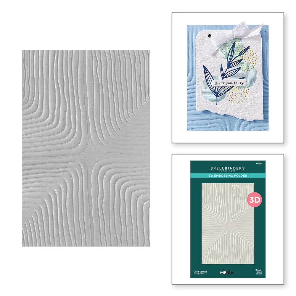 Dina Wakley MEdia Spellbinders Lined Corners BetterPress 3D Embossing Folder Dies Dina Wakley Media 