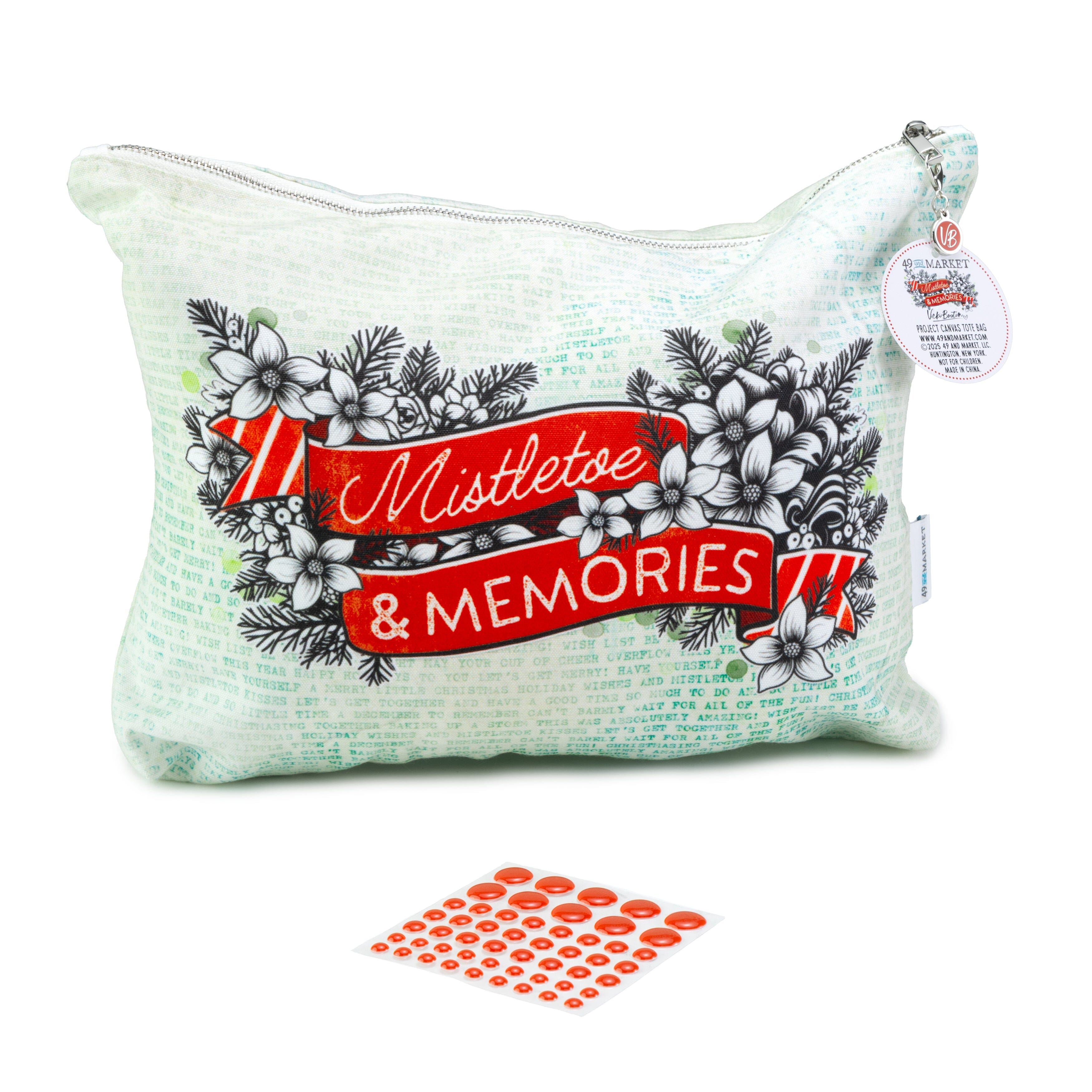 49 and Market Mistletoe and Memories Zippered Tote Bag Storage 49 and Market 