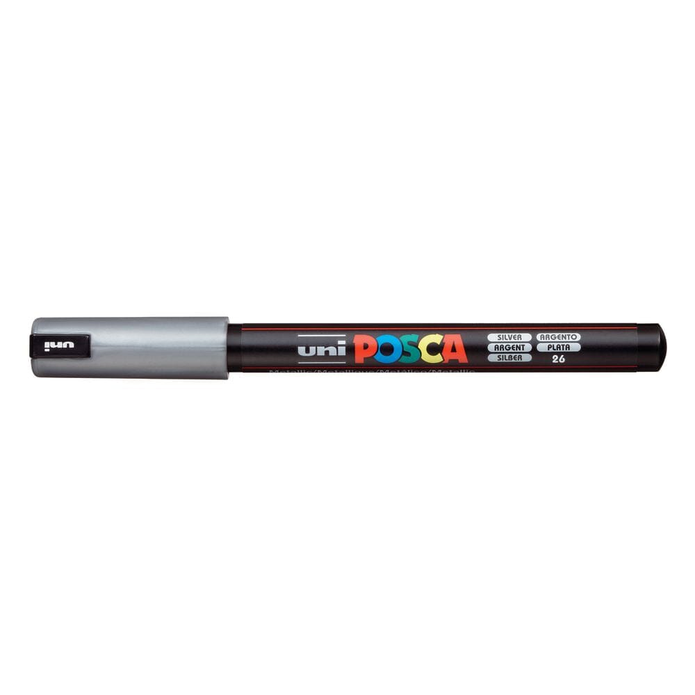 Uni Posca Paint Pen, Ultra-Fine Tip Silver 1MR Writing & Coloring Posca 
