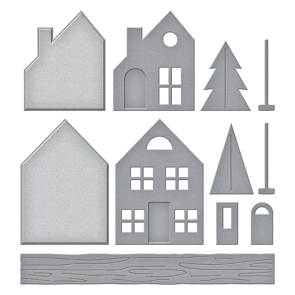 Simon Hurley Spellbinders Mantle Village and Decorations Etched Dies Bundle Cutting Dies Simon Hurley 