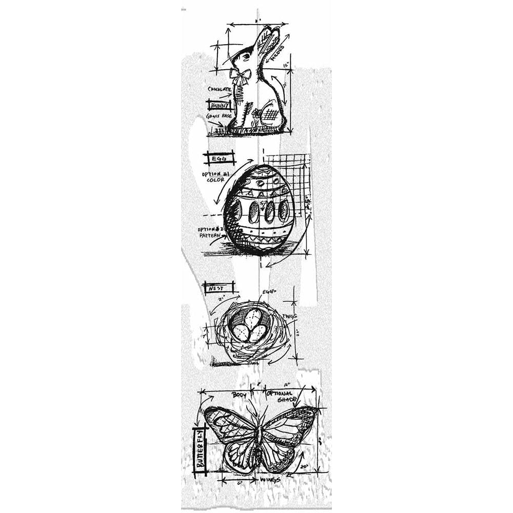 Tim Holtz Stampers Anonymous Mini Blueprints Cling Rubber Easter Stampers Anonymous Ranger Ink 