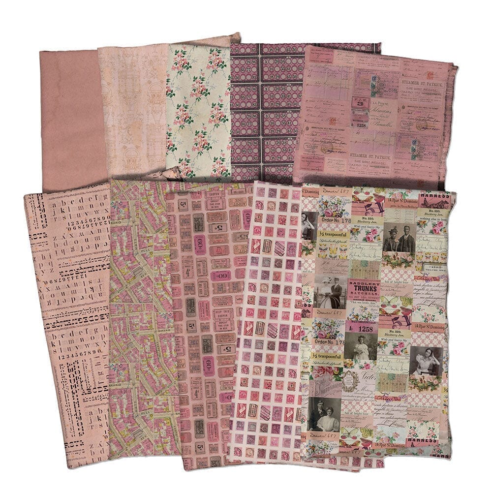 Tim Holtz Pre-Cut Fat Quarters FreeSpirit Fabrics, Pink & Tote Bag Fabric Tim Holtz Other 